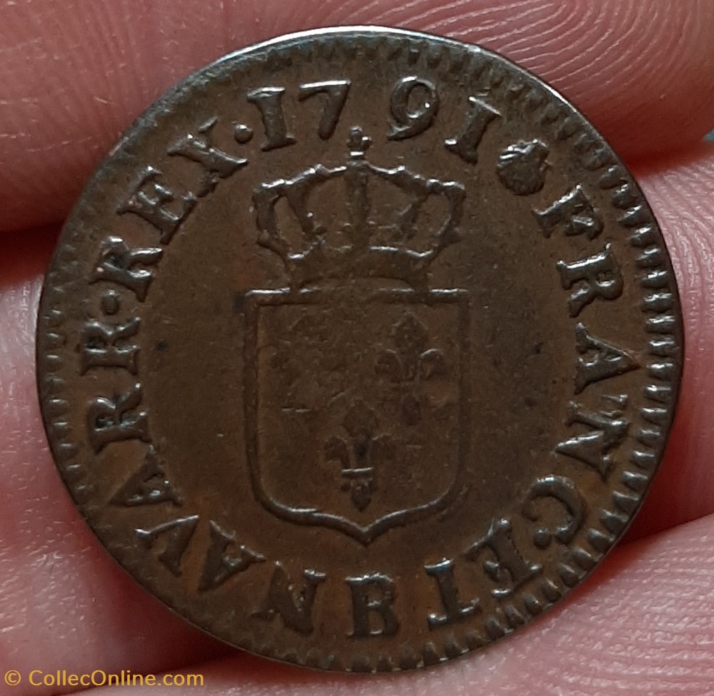monnaies europe medievale france 1791 liard sem1 2 drapeaux