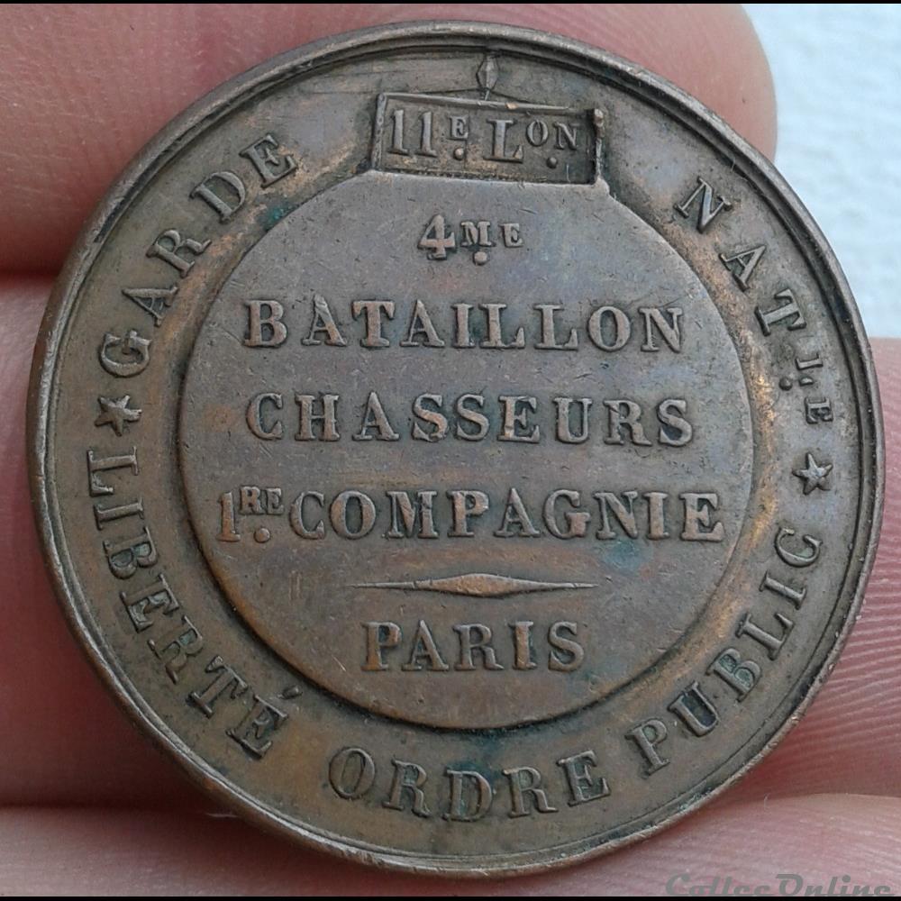 militaria medailles insignes garde nationale 11eme legion 4eme bataillon
