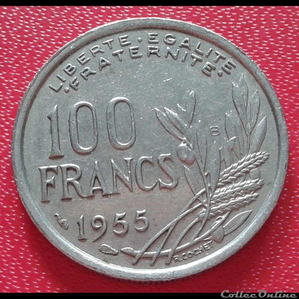 1955 B - 100 francs - ruban étroit monnaies france modernes 1955 b 100 francs ruban etroit