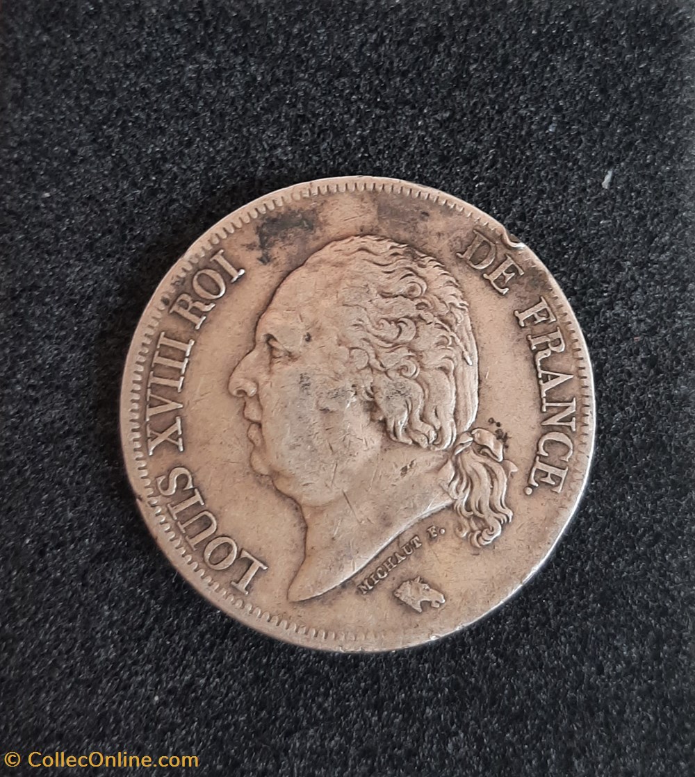 1824 D - 5 Francs 3 monnaies monde france 1824 d 5 francs