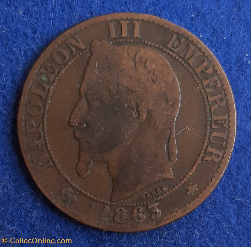 1863 A - 5 centimes monnaies monde france 1863 a 5 centimes
