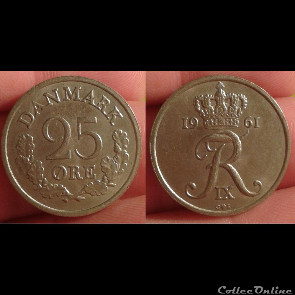 monnaie monde danemark 25 ore 1961