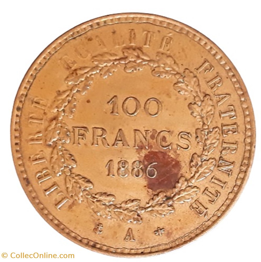 monnaies paranumismatique jetons poids 100 francs 1886 a jeton de jeu