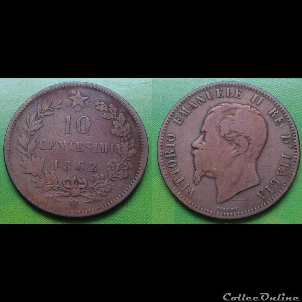 Italie - 10 centimes 1862 M monnaie monde italie 10 centimes 1862 m