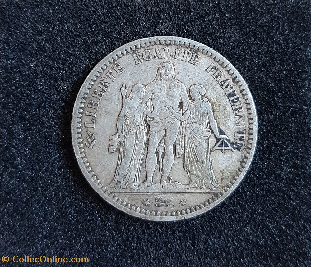 1873 A - 5 Francs 3 monnaies monde france 1873 a 5 francs