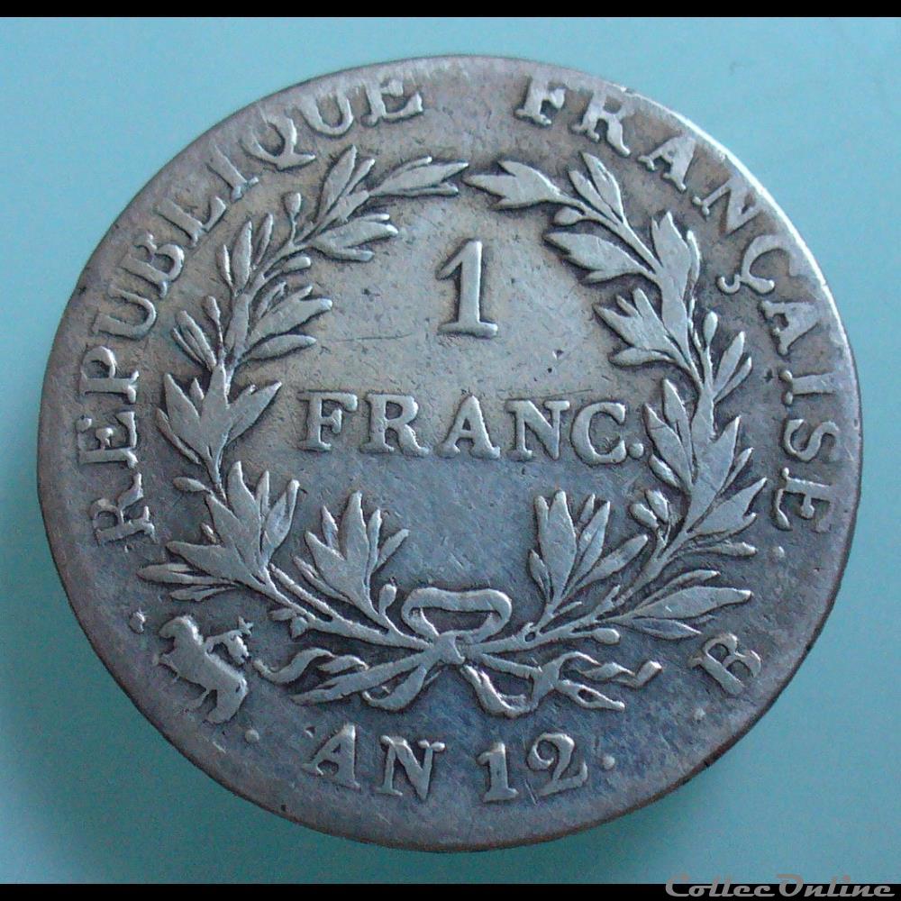 1803-04 - Napoléon - 1 franc AN 12 monnaies monde france 1803 04 napoleon 1 franc an 12