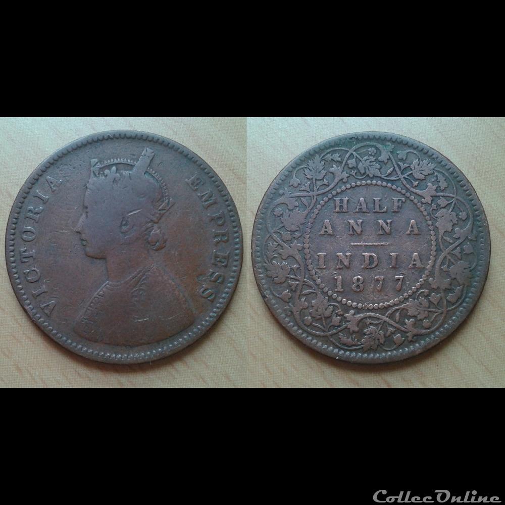 Inde - Half Anna 1877 monnaie monde moderne inde half anna 1877