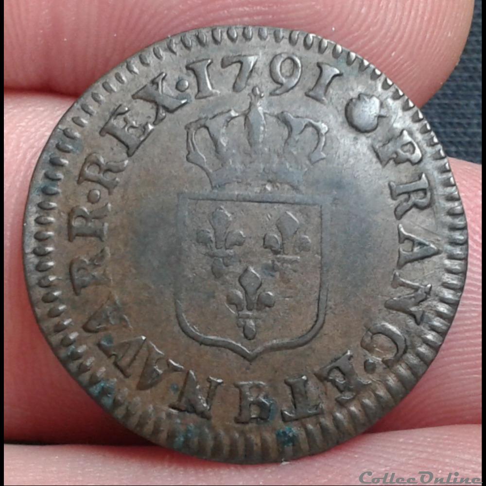 1791 - Liard - 2ème semestre (exemplaire n°2) monnaies europe medievale france 1791 liard 2eme semestre exemplaire n 2