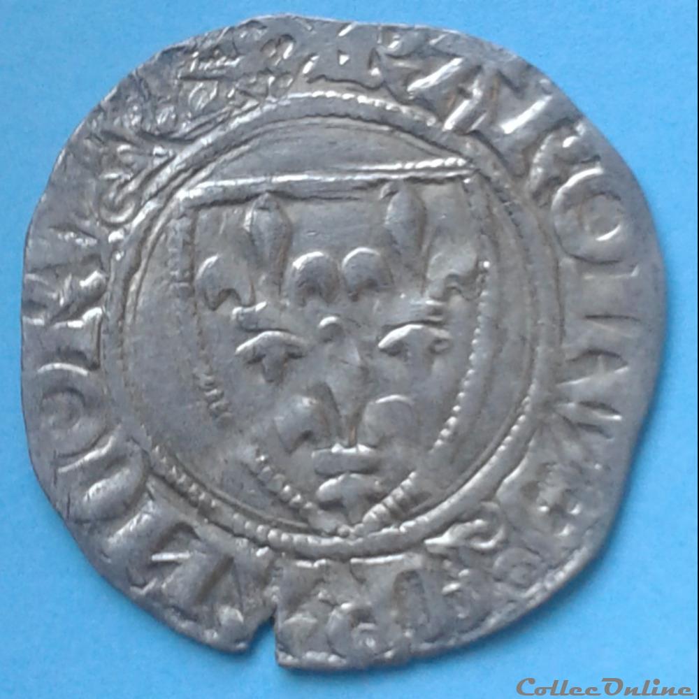 1411 - Blanc dit de guenar - Point creux monnaies europe medievale france royales 1411 blanc dit de guenar point creux