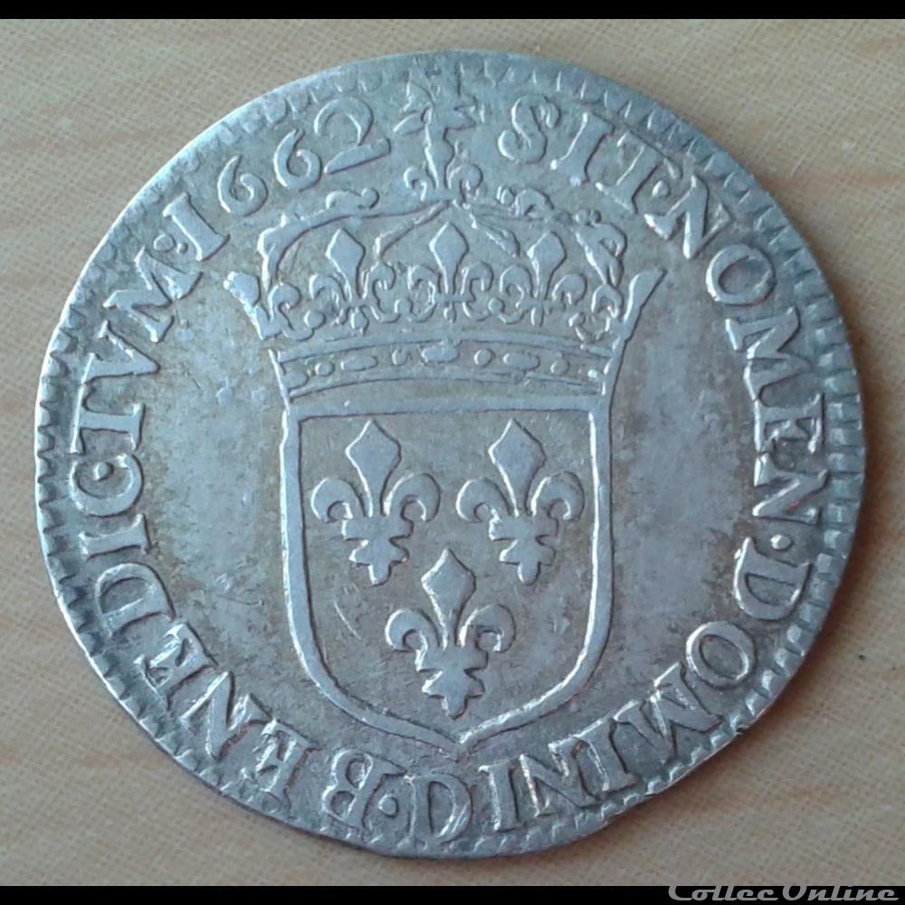 1662 D - 1/12ème écu - Louis XIV monnaies france a royales 1662 d 1 12eme ecu louis xiv
