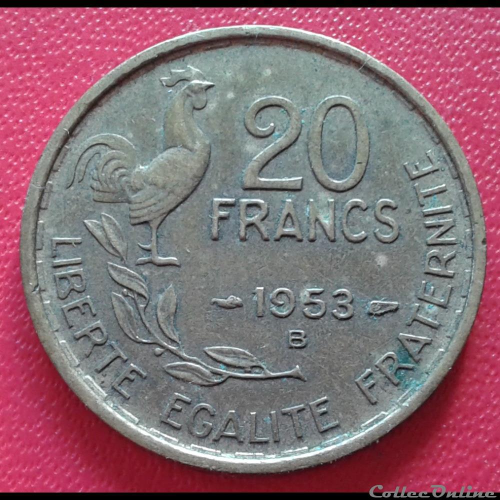 1953 B - 20 francs monnaies france modernes 1953 b 20 francs