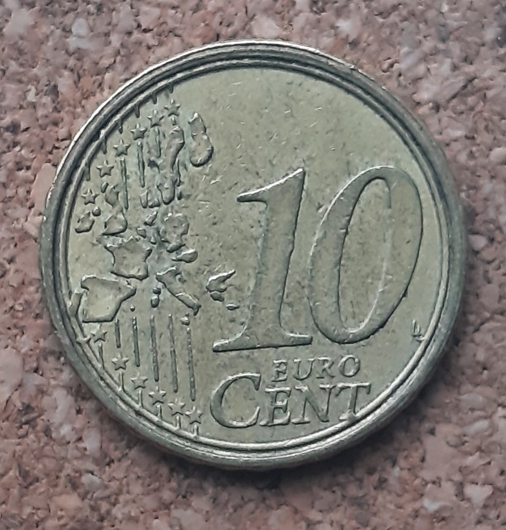 Italie - 10 cents 2002 - double listel avers/revers monnaies euros italie 10 cents 2002 double listel avers revers