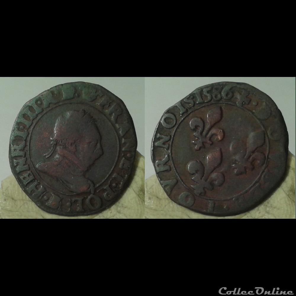 1586 - double tournois monnaies europe medievale a france royales 1586 double tournois