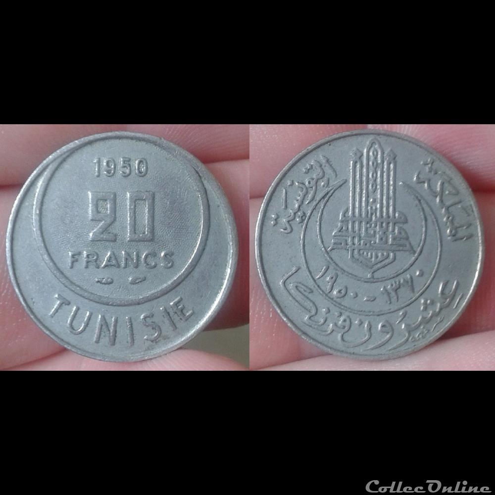 monnaie monde tunisie 20 francs 1950