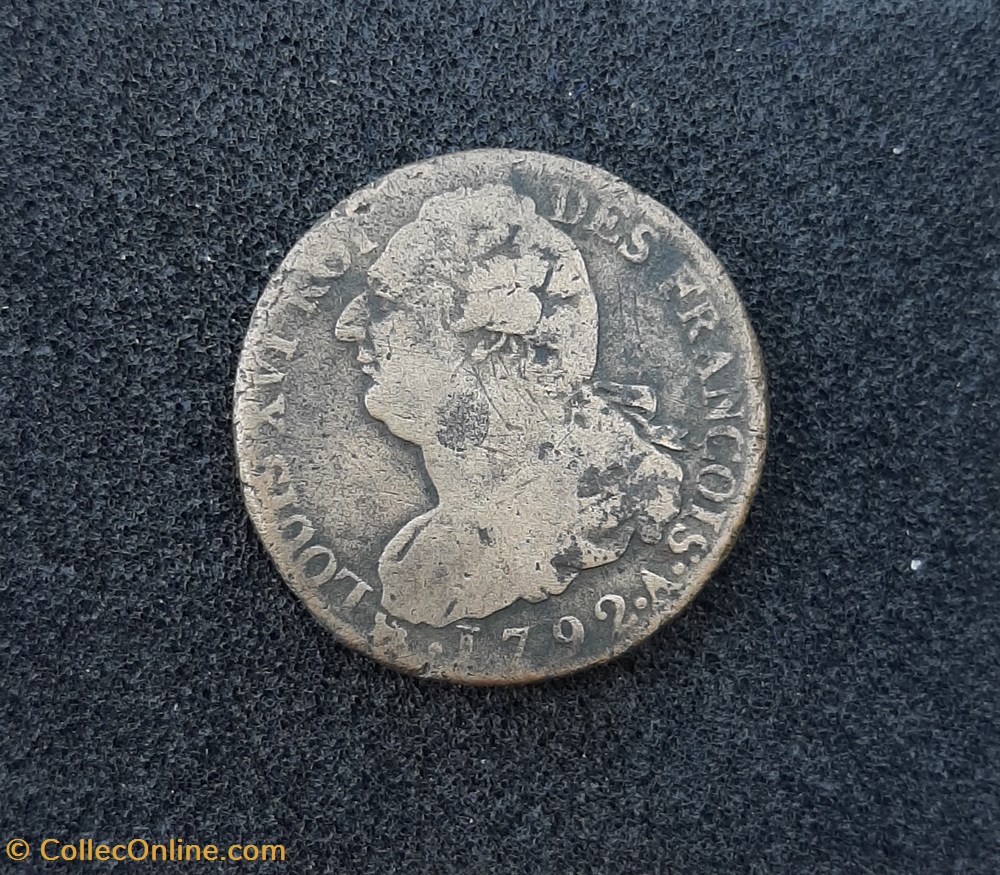 1792 A - 2 sols françois (2) monnaies france modernes 1792 a 2 sols francois 2