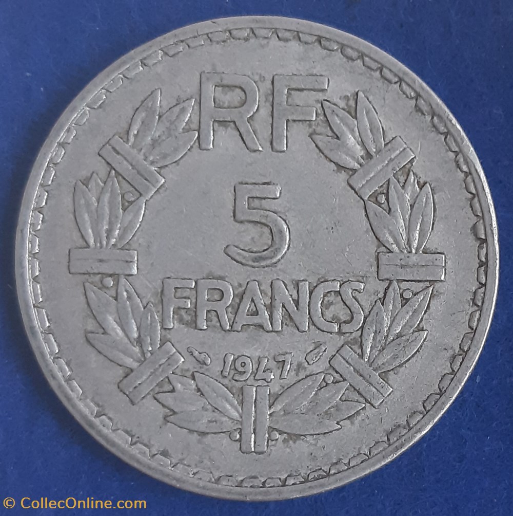 1947 - 5 francs monnaies monde france 1947 5 francs