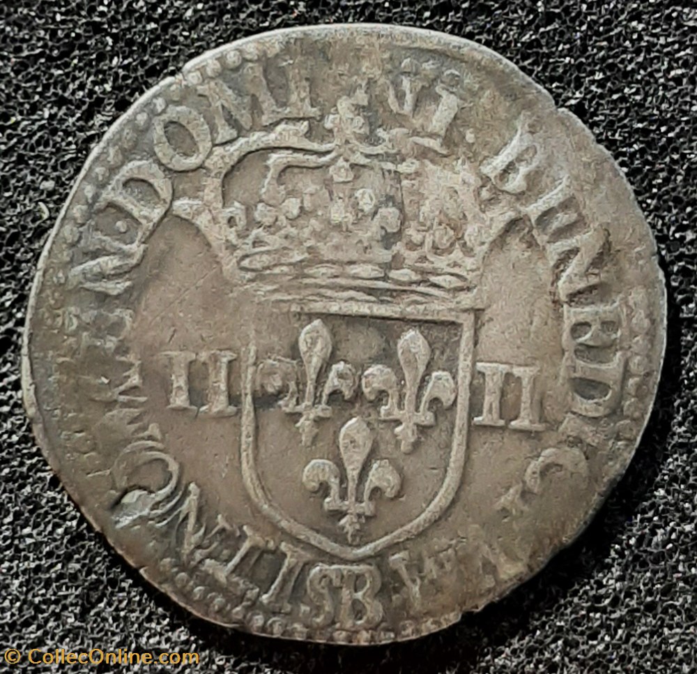 monnaies europe medievale france royales 1587 1 4 ecu croix de face