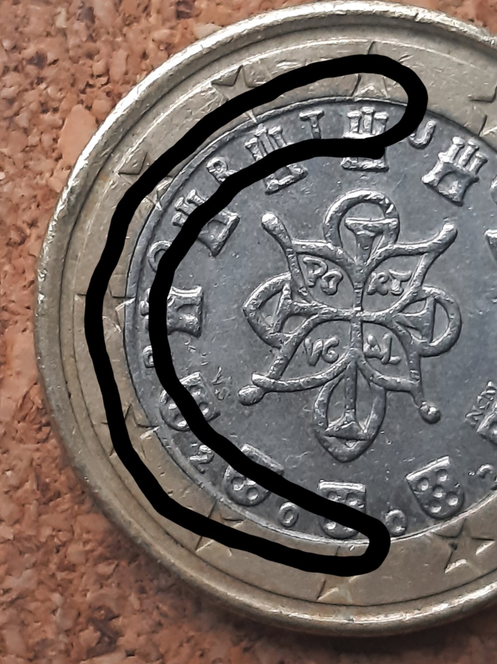 Portugal – 1 euro 2002 – insert décalé monnaies euros portugal 1 euro 2002 insert decale