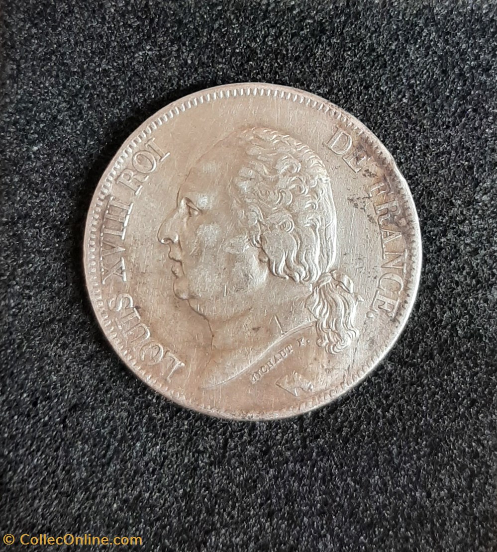 1822 A - 5 Francs 3 monnaies monde france 1822 a 5 francs
