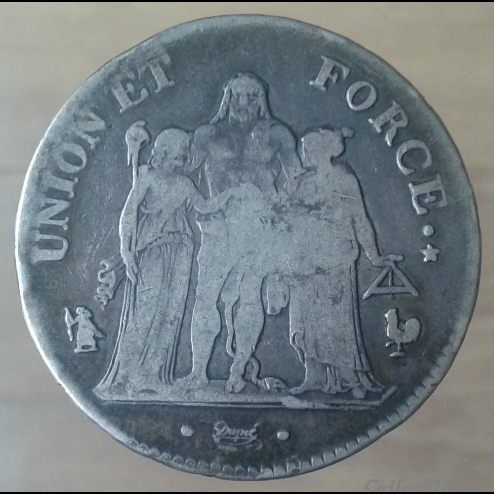 (1798-99) - L' AN 7 A - 5 francs monnaies monde france 1798 99 an 7 a 5 francs