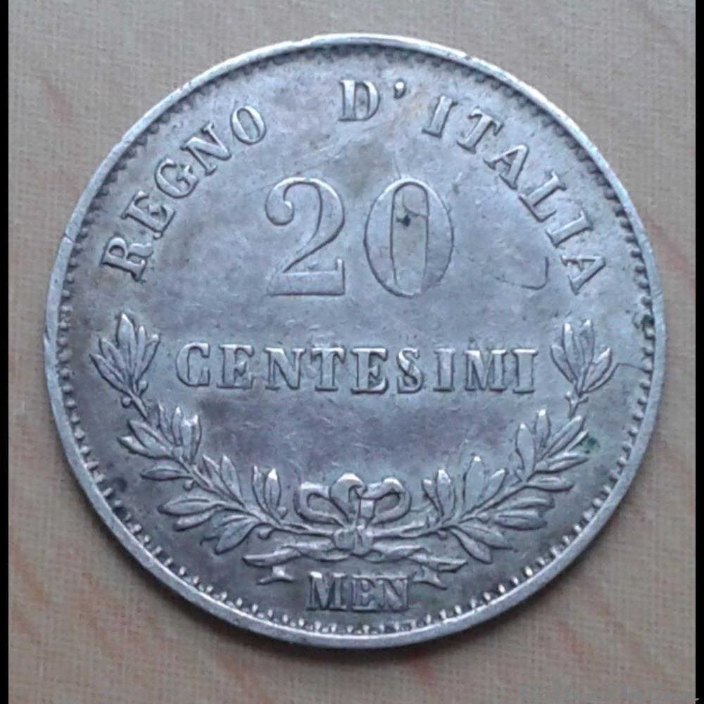 Italie - 20 centimes 1863 monnaie monde italie 20 centimes 1863