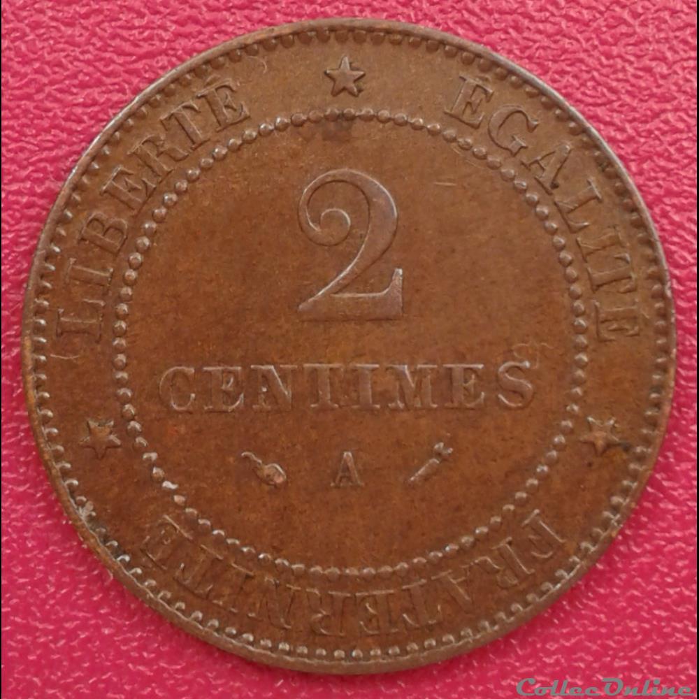 1890 A - 2 centimes monnaies france modernes 1890 a 2 centimes