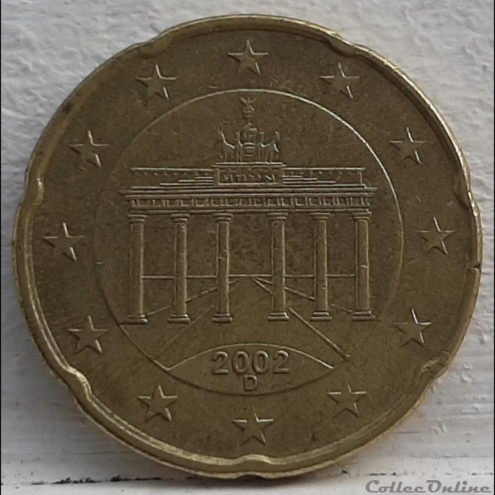 monnaie euro allemagne 2002 d 20 cents