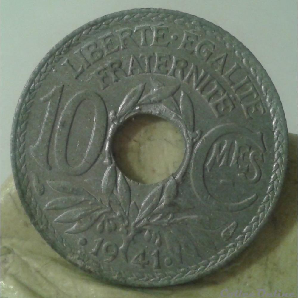 1941 - zinc - cmes soulignés monnaie france moderne 1941 zinc cmes soulignes