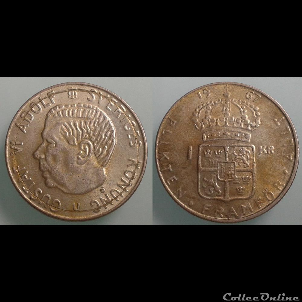 SUEDE - 1 couronne 1967 monnaie monde suede 1 couronne 1967