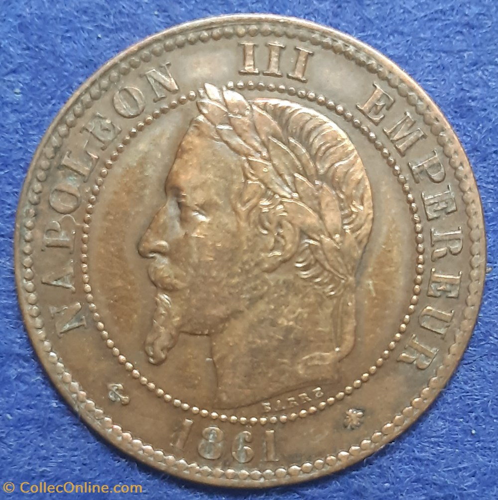 1861 A - 2 centimes monnaies monde france 1861 a 2 centimes