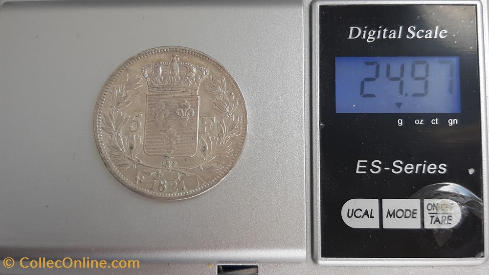 1821 A - 5 Francs 4 monnaies monde france 1821 a 5 francs