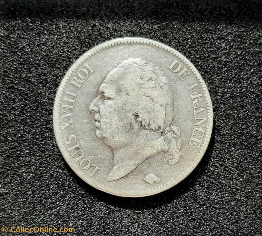 1819 - 5 francs 3 monnaies monde france 1819 5 francs