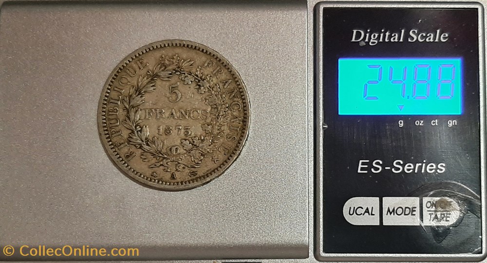 1873 A - 5 Francs 4 monnaies monde france 1873 a 5 francs