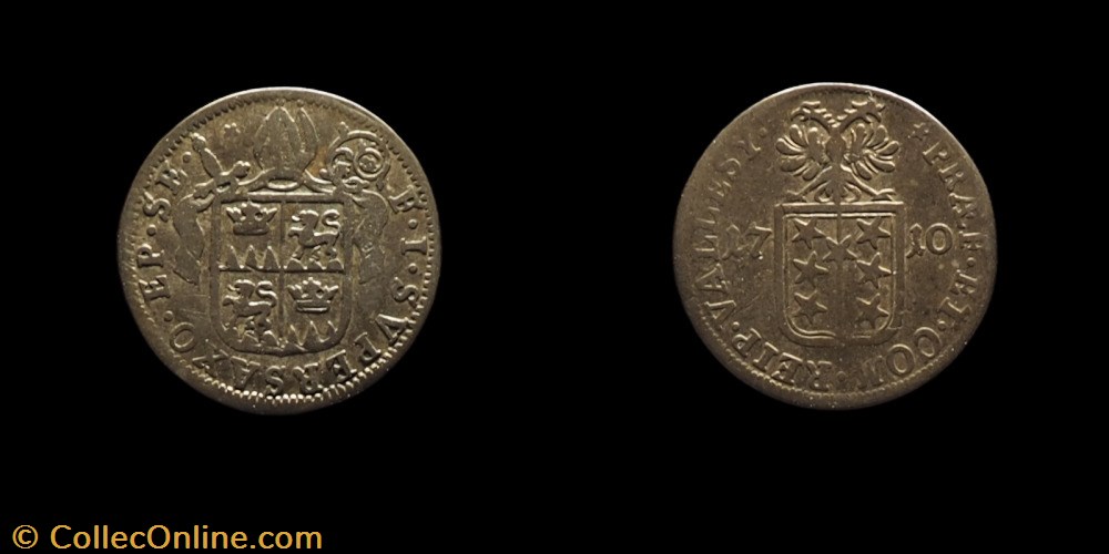 Pal 270 Var 4 - Valais - Evêché de Sion. François-Joseph Supersaxo / Batz 1710 monnaies europe medievale suisse pal 270 var 4 valais eveche de sion francois joseph supersaxo batz 1710