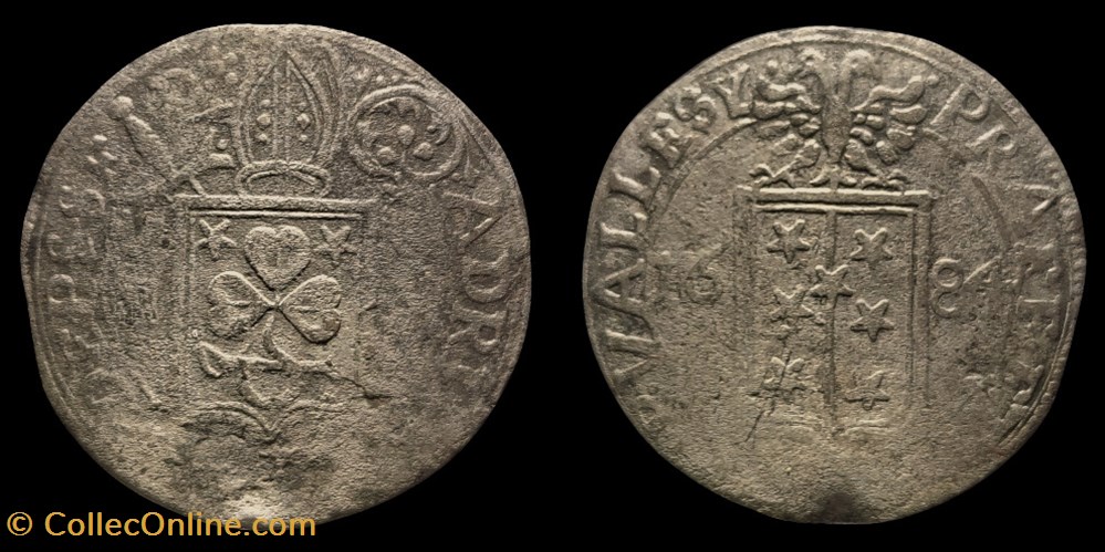 Pal 246 - Valais - Evêché de Sion. Adrien V de Riedmatten / Batz 1684 monnaies europe medievale suisse pal 246 valais eveche de sion adrien v de riedmatten batz 1684