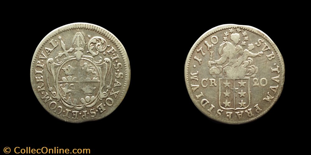 Pal 276 Var 1 - Valais - Evêché de Sion. François-Joseph Supersaxo / 20 kreuzers 1710 monnaies europe medievale suisse pal 276 var 1 valais eveche de sion francois joseph supersaxo 20 kreuzers 1710
