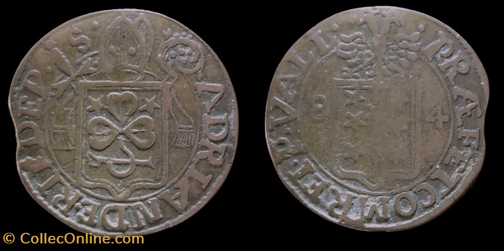 Pal 232 - Valais - Evêché de Sion. Adrien V de Riedmatten / Demi Batz 1684 monnaies europe medievale suisse pal 232 valais eveche de sion adrien v de riedmatten demi batz 1684