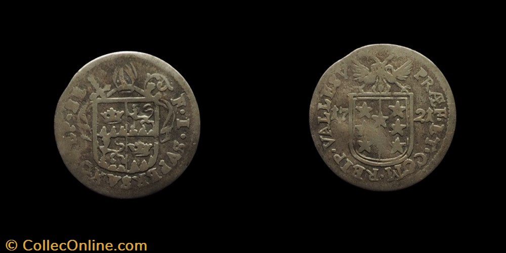 Pal 271 Var 2 - Valais - Evêché de Sion. François-Joseph Supersaxo / Batz 1721 monnaies europe medievale suisse pal 271 var 2 valais eveche de sion francois joseph supersaxo batz 1721