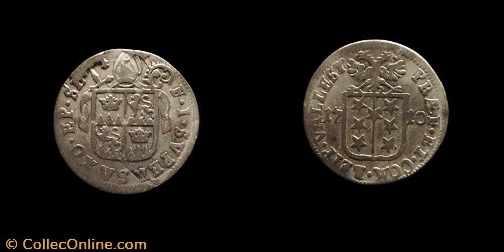 monnaies europe medievale suisse pal 270a var 2 valais eveche de sion francois joseph supersaxo batz 1710