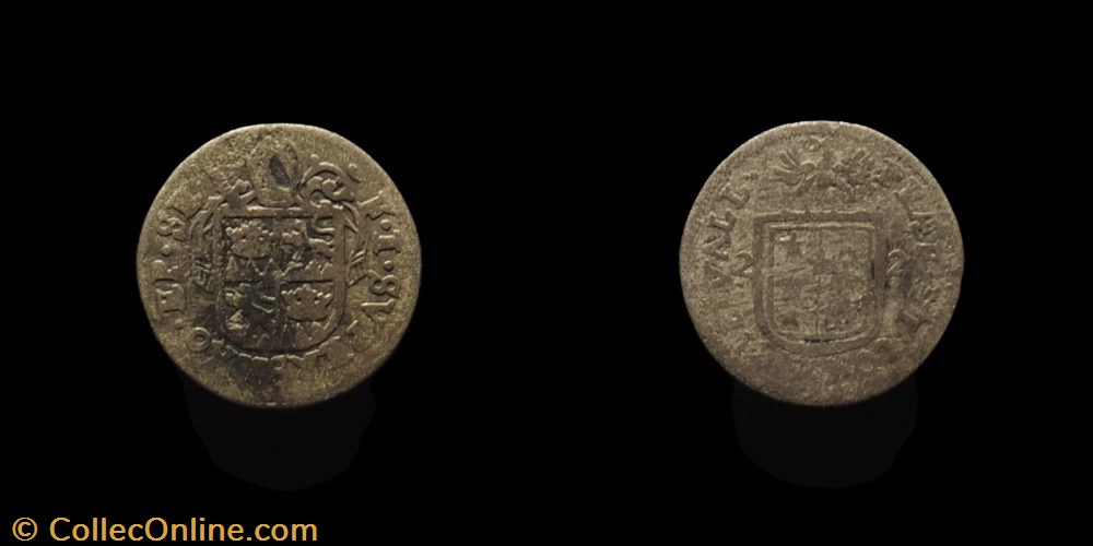Pal 265 Var 2 - Valais - Evêché de Sion. François-Joseph Supersaxo / Demi Batz 1722 monnaies europe medievale suisse pal 265 var 2 valais eveche de sion francois joseph supersaxo demi batz 1722