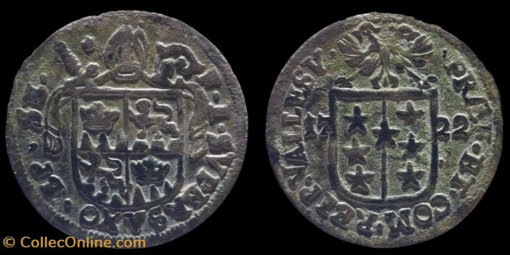monnaies europe medievale suisse pal 272 var 7 valais eveche de sion francois joseph supersaxo batz 1722