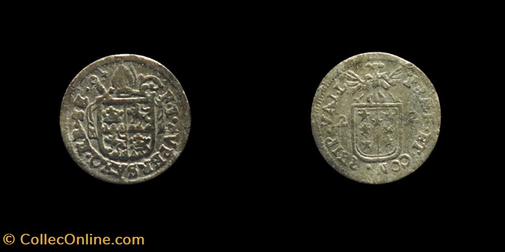 Pal 265 Var 3 - Valais - Evêché de Sion. François-Joseph Supersaxo / Demi Batz 1722 monnaies europe medievale suisse pal 265 var 3 valais eveche de sion francois joseph supersaxo demi batz 1722