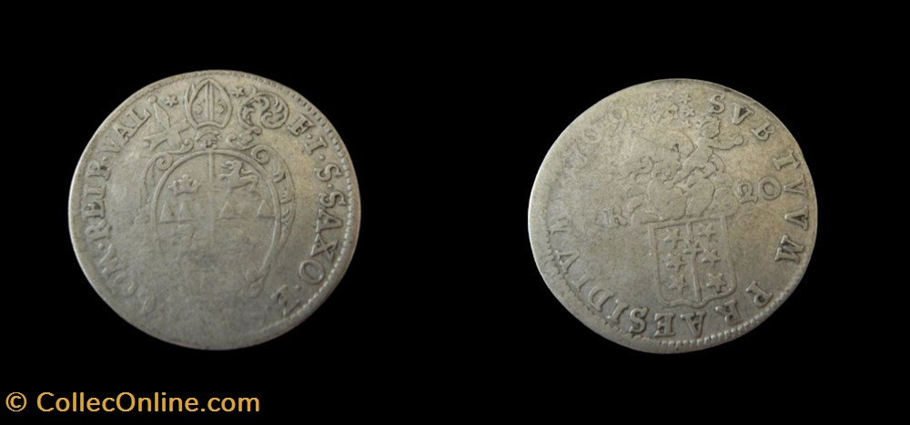 Pal 274 Var 1 - Valais - Evêché de Sion. François-Joseph Supersaxo / 20 kreuzers 1709 monnaies europe medievale suisse pal 274 var 1 valais eveche de sion francois joseph supersaxo 20 kreuzers 1709
