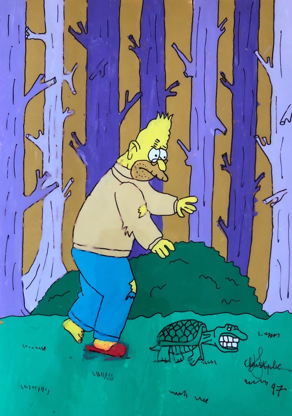 Abraham Simpson (cellulo acrylique) art antiquites populaire abraham simpson cellulo acrylique