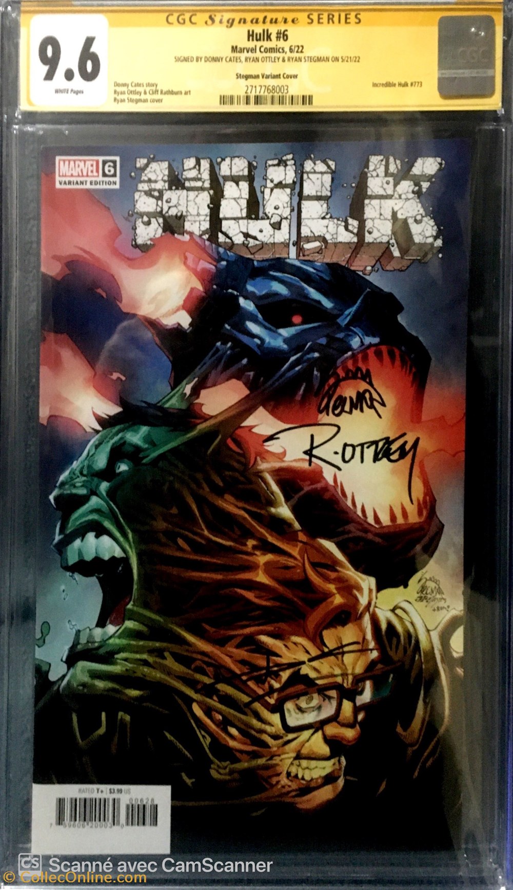 Hulk #6 signature Donny Cates , Ryan Stegman & Ryan Ottley. livres bd revues comics hulk 6 signature donny cates ryan stegman ryan ottley