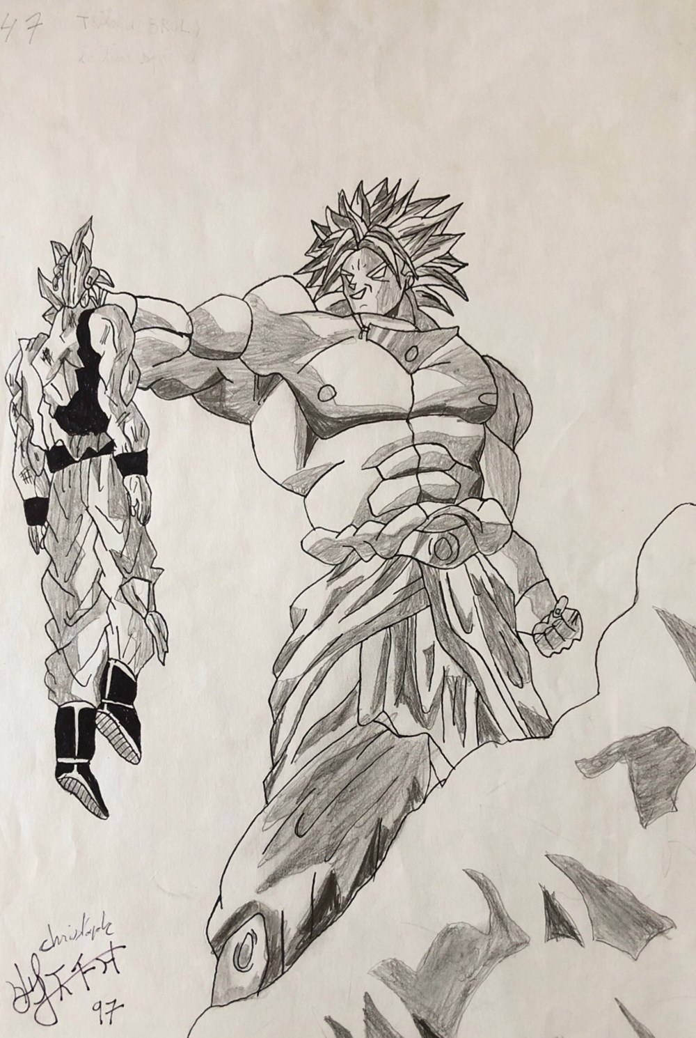 art antiquites populaire broly vs son goku pilot feutre crayon