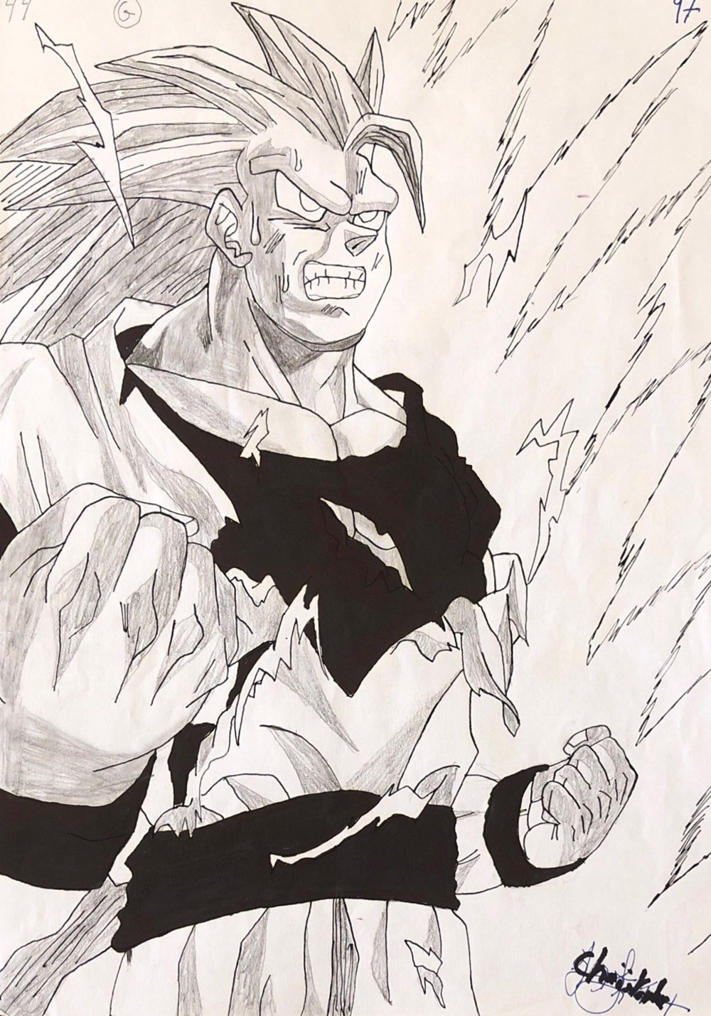 Son Goku SS3 ( pilot, feutre & fusin ) art antiquites populaire son goku ss3 pilot feutre fusin