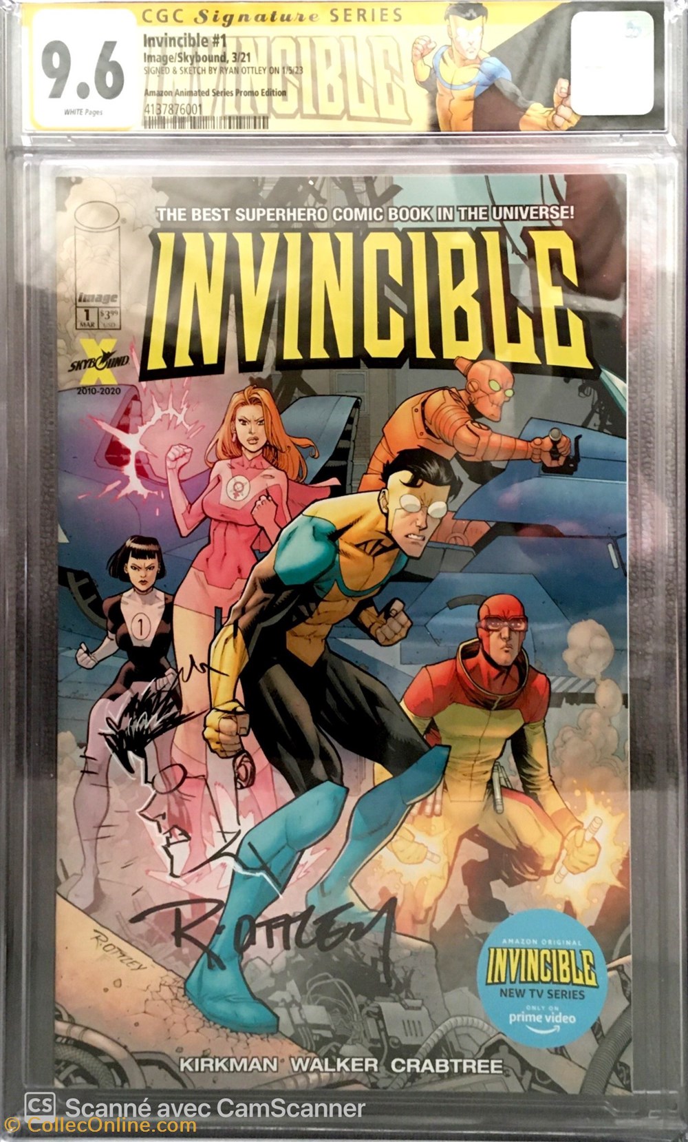 Invincible #1 signé & remarqué par Ryan Ottley. livres bd revues comics invincible 1 signe remarque par ryan ottley