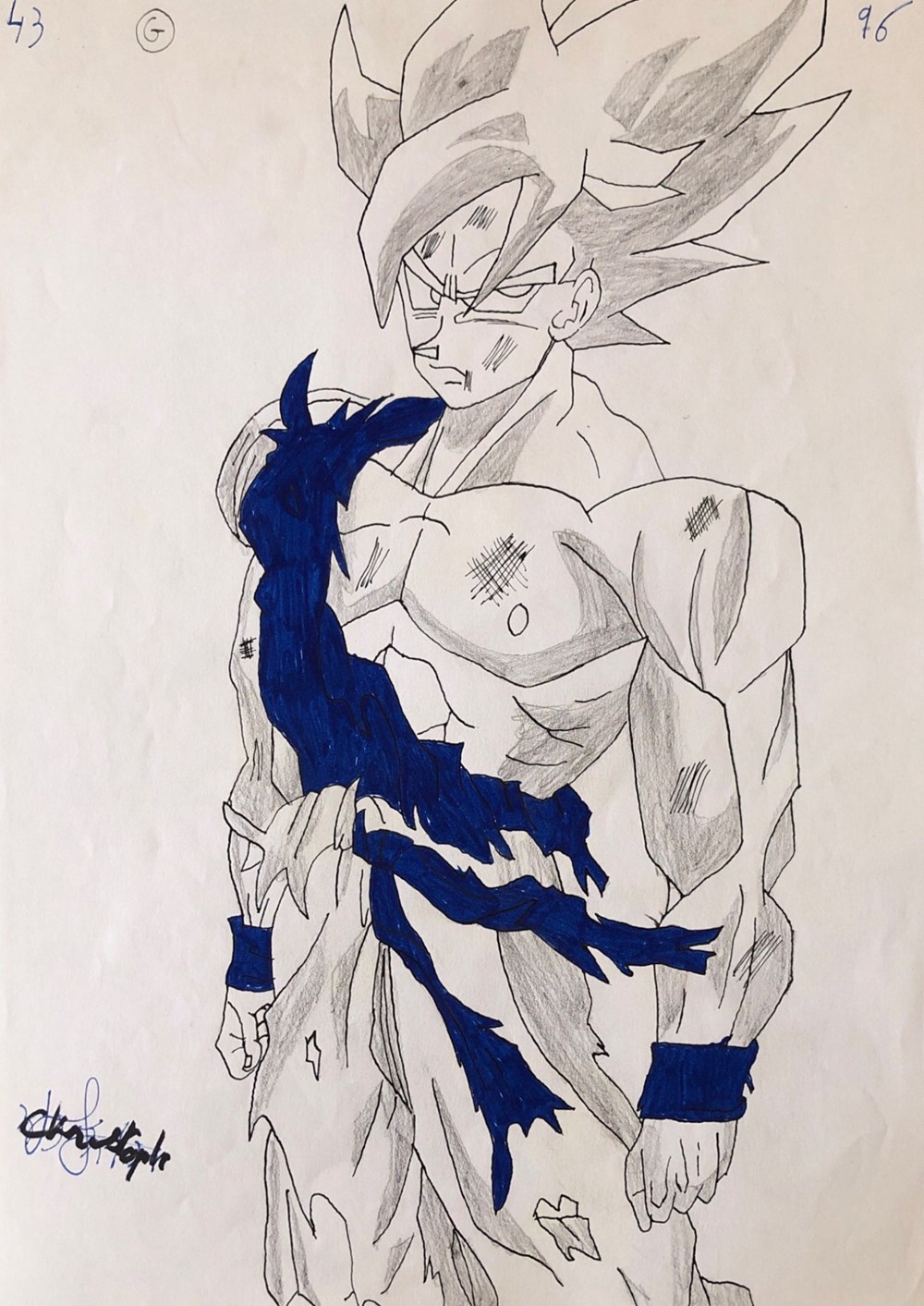 Goku Super Saiyan ( pilot, feutre & crayon ) art antiquites populaire goku super saiyan pilot feutre crayon