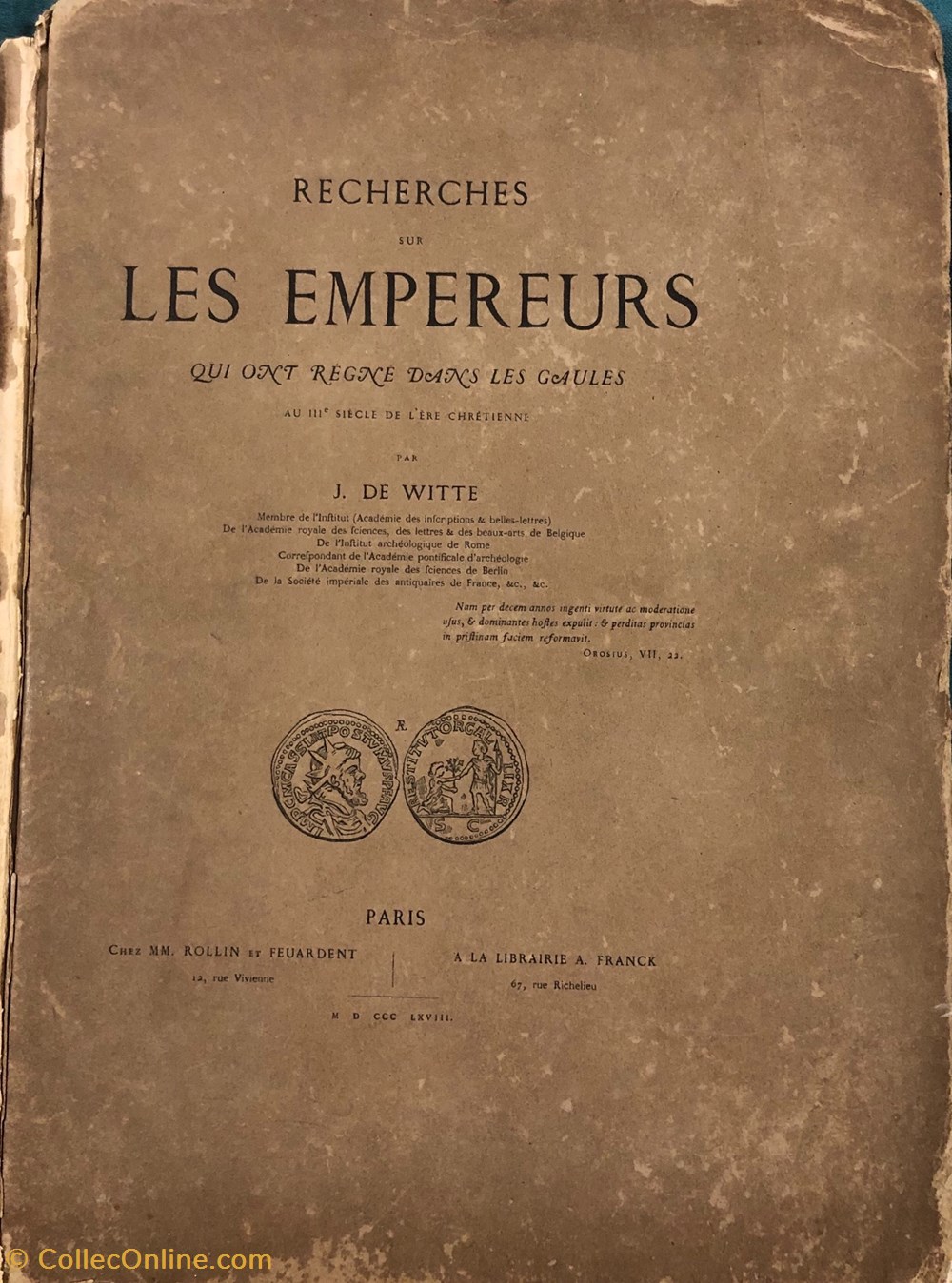 livres bd revues j de witte les empereurs qui ont regne dans les gaules au iiieme siecle de l ere chretienne